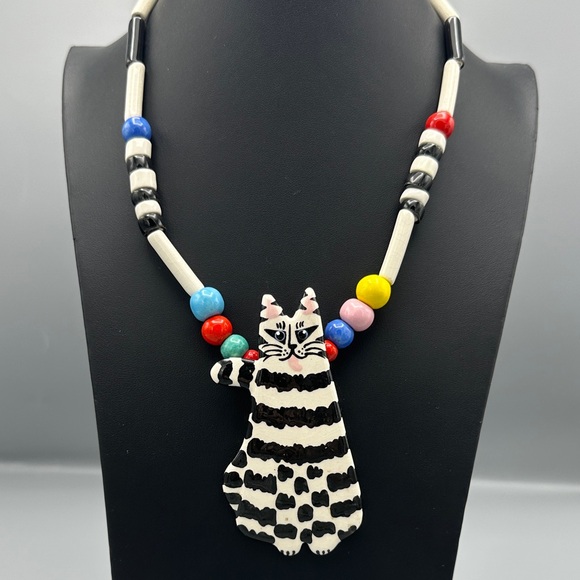 ruby z Jewelry - Candace Loheed Ruby Z striped Cat Ceramic necklace RARE